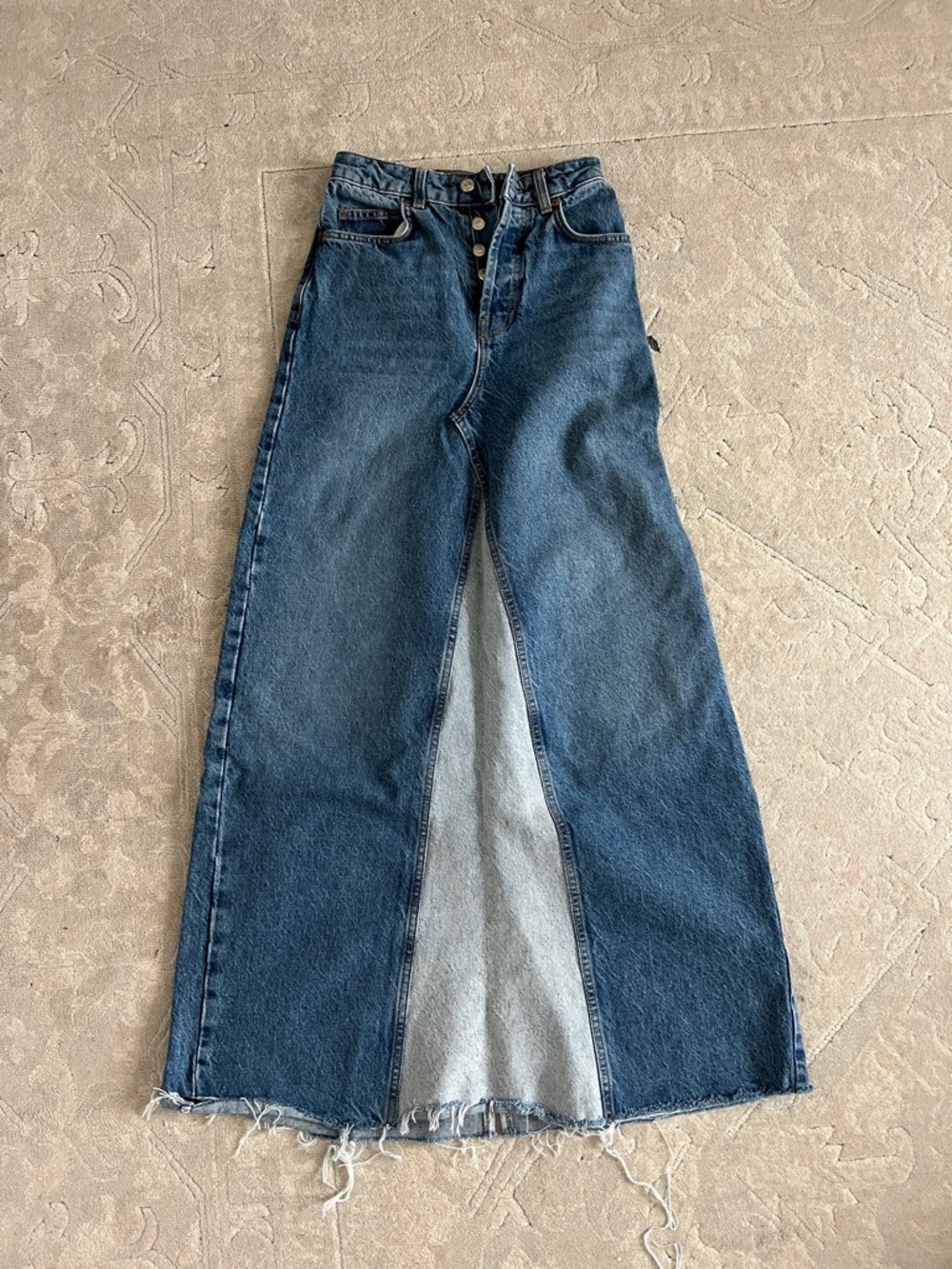 Topshop Dark Blue Denim Maxi Skirt